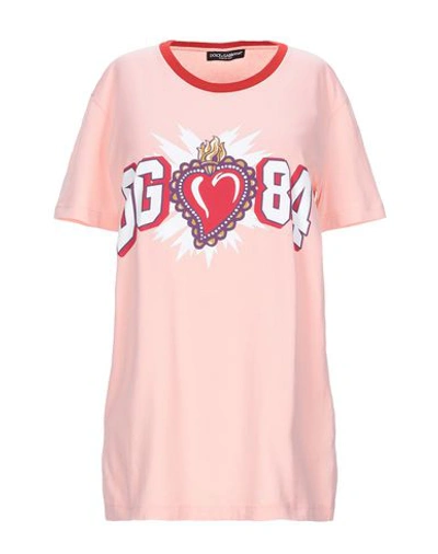 Shop Dolce & Gabbana Woman T-shirt Pink Size 10 Cotton