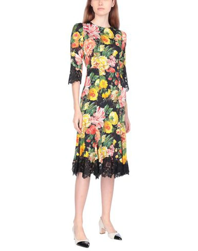 Shop Dolce & Gabbana Woman Midi Dress Black Size 2 Viscose, Polyester, Polyamide