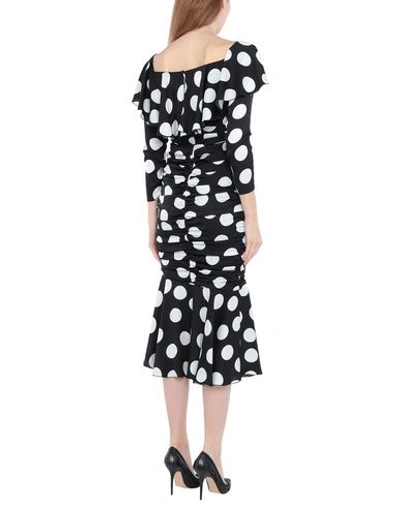 Dolce & Gabbana Ruched Polka-dot Stretch-silk Satin Midi Dress In Black