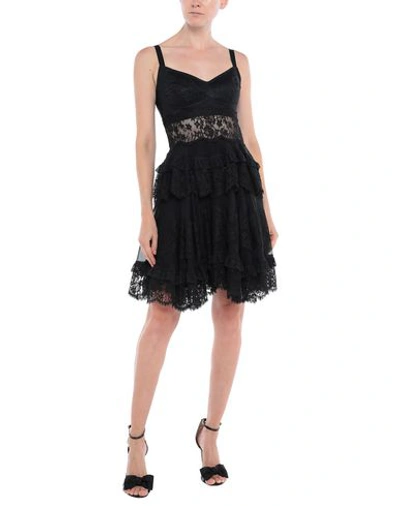 Shop Dolce & Gabbana Woman Mini Dress Black Size 4 Silk, Cotton, Polyamide, Elastane