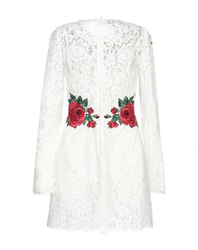 Shop Dolce & Gabbana Woman Mini Dress Ivory Size 4 Polyamide, Cotton, Viscose, Glass, Brass In White