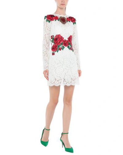 Shop Dolce & Gabbana Woman Mini Dress Ivory Size 4 Polyamide, Cotton, Viscose, Glass, Brass In White