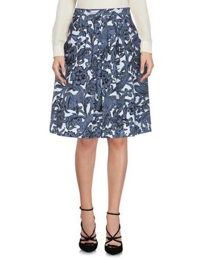 Shop Burberry Knee Length Skirt In Slate Blue