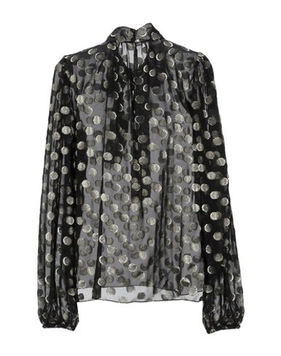 Dolce & Gabbana Polka Dot Print Chiffon Blouse In Black