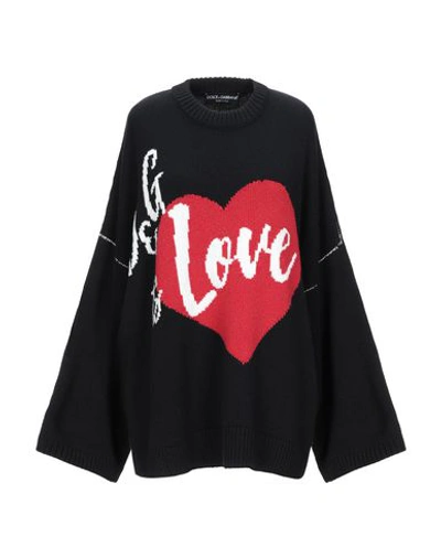 Dolce & Gabbana Oversize Intarsia Cashmere Blend Sweater In Black
