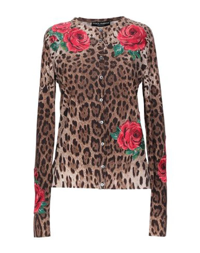 Dolce & Gabbana Animal Print Cardigan In Beige