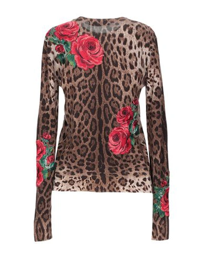 Shop Dolce & Gabbana Woman Cardigan Khaki Size 2 Virgin Wool, Viscose, Polyester, Polyamide In Beige