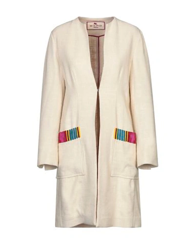 Shop Etro Overcoats In Ivory