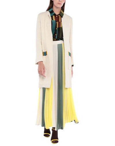 Shop Etro Overcoats In Ivory