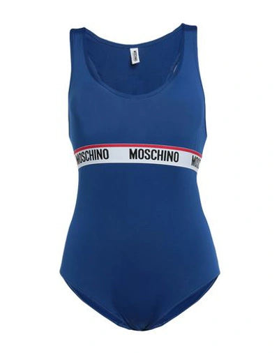 Shop Moschino Bodysuits In Blue