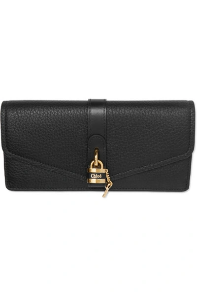 Shop Chloé Aby Embellished Textured-leather Continental Wallet In Black