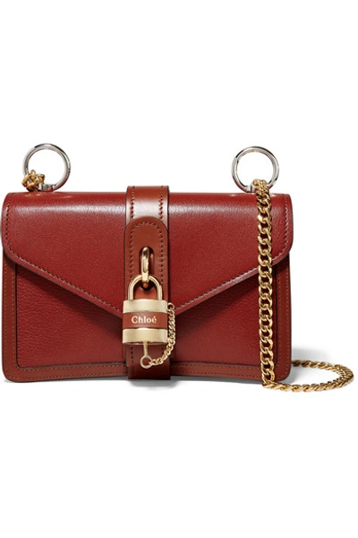 Shop Chloé Aby Chain Leather Shoulder Bag In Brick