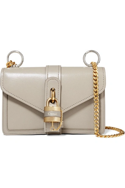 Shop Chloé Aby Chain Leather Shoulder Bag In Gray