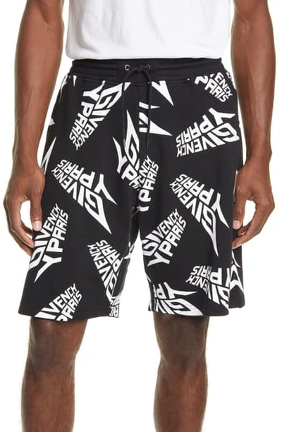 Shop Givenchy Logo Fleece Athletic Shorts In Black