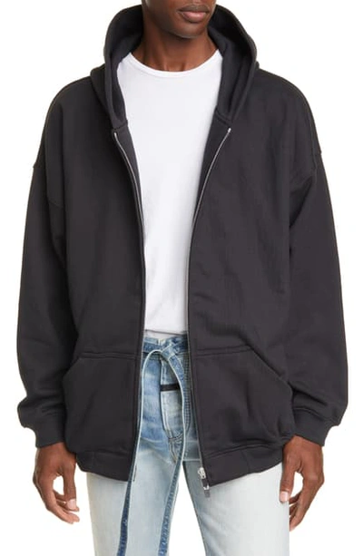 Shop Fear Of God Everyday Oversize Zip Hoodie In Vintage Black