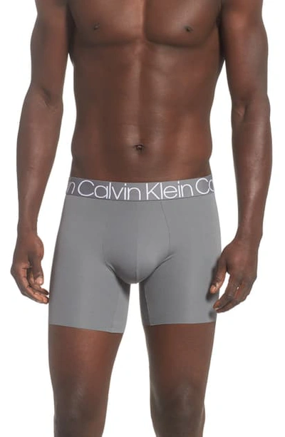 Shop Calvin Klein Boxer Briefs In Grey Smoke W/ White Logo