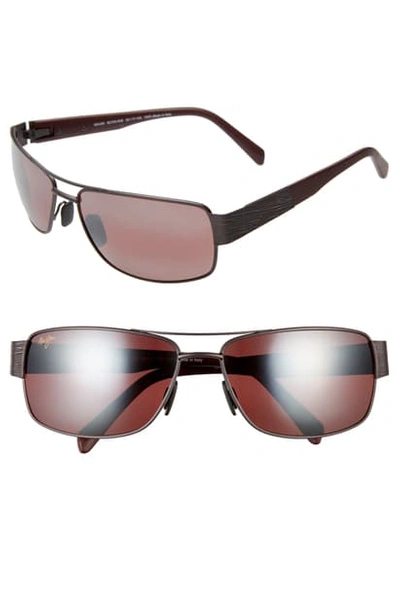Maui Jim Ohia 64mm Oversize Polarized Sunglasses In Satin Dark Gunmetal Burgundy ModeSens