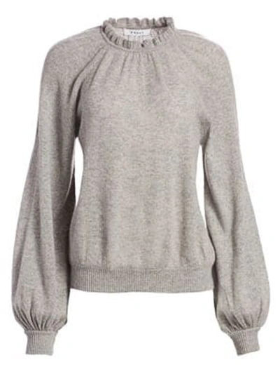 Shop Frame Shirred Sustainable Cashmere Balloon-sleeve Sweater In Gris Heather