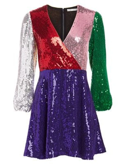 Shop Alice And Olivia Blaze Colorblock Sequin Dress In Multi