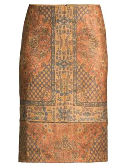 Shop Kobi Halperin Devon Tapestry Print Pencil Skirt In Clay Multi