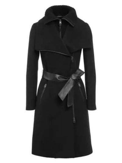 Shop Mackage Nori Double-collar Wool-blend Coat In Black