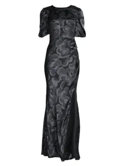 Shop Saloni Annie Abstract Print Gown In Black