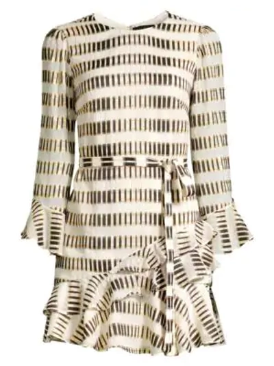 Shop Saloni Marissa Geometric-print Mini Dress In Cream Black Gold