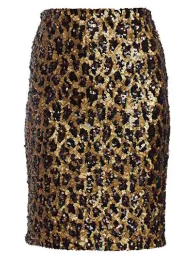 Shop Alice And Olivia Ramos Sequin Pencil Skirt In Leopard