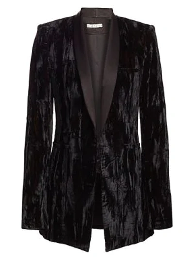 Shop Alice And Olivia Lola Fitted Shawl-lapel Blazer In Black