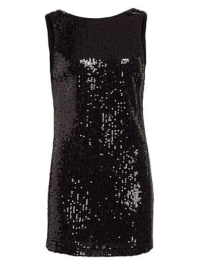 Shop Alice And Olivia Kamryn Sequin Cowl Back Mini Dress In Black