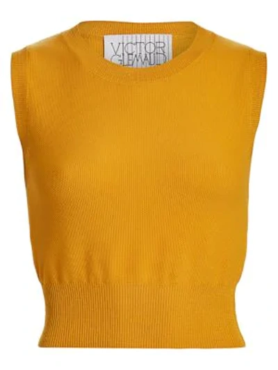 Shop Victor Glemaud Sleeveless Merino Wool Knit Top In Yellow