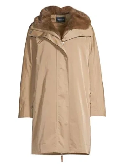 Shop Lafayette 148 Sinclair Fur-lined Hooded Coat In Gold