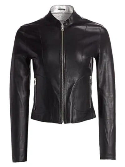 Shop Lamarque Chapin Reversible Leather Bomber In Black Silver