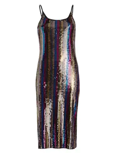 Shop Tanya Taylor Venus Multicolor Stripe Sequin Slip Dress