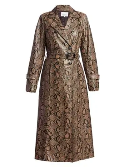 Shop Frame Python-embossed Leather Trench Coat In Brown Multi
