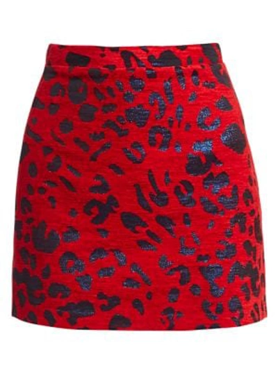Shop Andamane Bertha Leopard Jacquard Mini Skirt In Leo Rosso