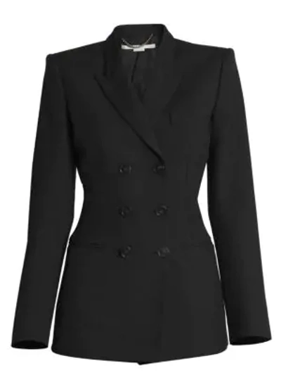 Shop Stella Mccartney Double-breasted Wool Jacket In Black