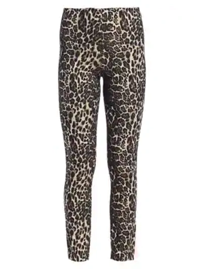 Shop Alice And Olivia Connley High Waist Slim Fit Leopard Print Leggings In Brown Multi