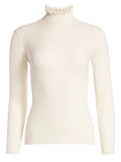 Shop Frame Ruffle Turtleneck Sweater In Off White