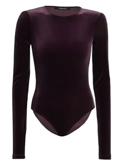 Shop Andamane Bea Velvet Bodysuit In Viola