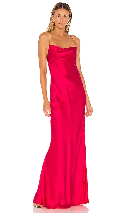 Shop Michelle Mason Cowl Bias Gown In Peony
