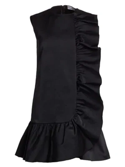 Shop Red Valentino Ruffle Trim Shift Dress In Black