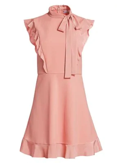 Shop Red Valentino Tie Neck Fit-and-flare Dress In Rose