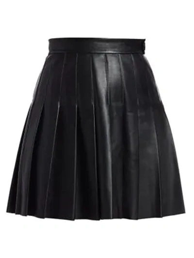 Shop Maje Jabaki Pleated Leather Skirt In Black