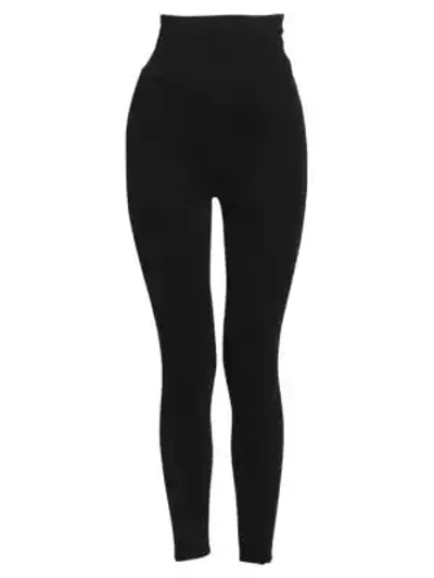 Shop Alaïa High-waist Velour Velvet Leggings In Black