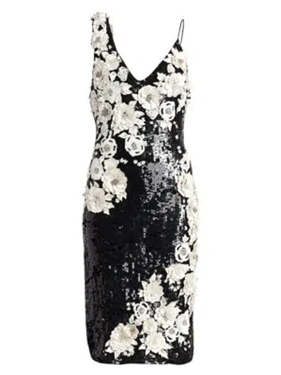 Shop Alice And Olivia Francie Embellished Cocktail Dress In Black White