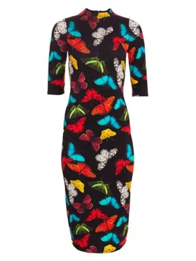 Shop Alice And Olivia Women's Delora Fitted Butterfly-print Dress In Medallion Butterflies