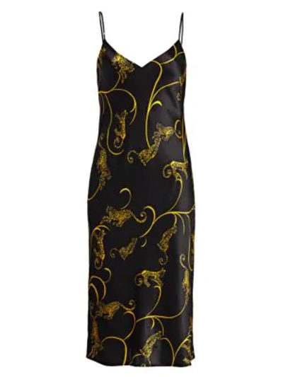 Shop L Agence Women's Jodie V-neck Silk Slip Dress In Black Gold