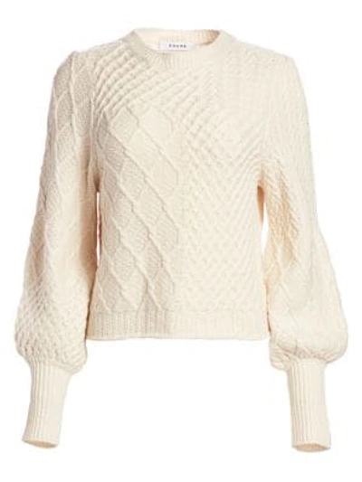 Shop Frame Patchwork Cable-knit Crewneck Sweater In Off White
