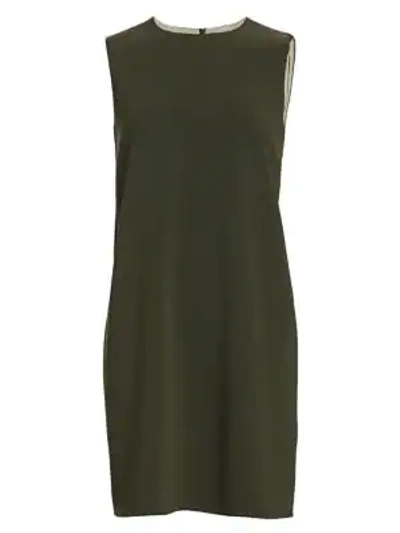 Shop Theory Crepe Sleeveless Shift Dress In Green Slate